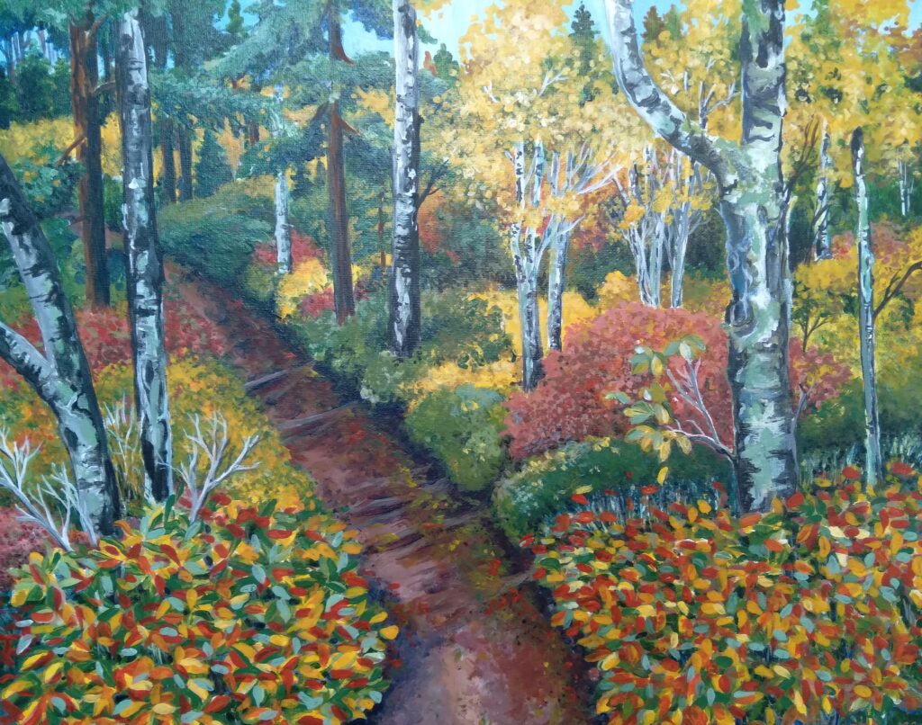 Walking in the Woods 16x20, acrylic on canvas