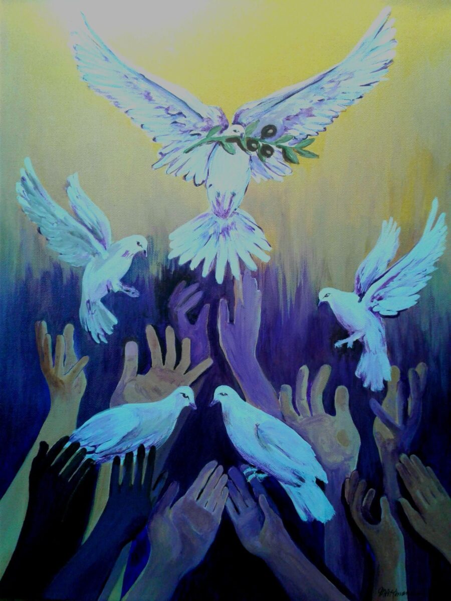 Reach for Peace 16W x 20H Acrylic on canvas